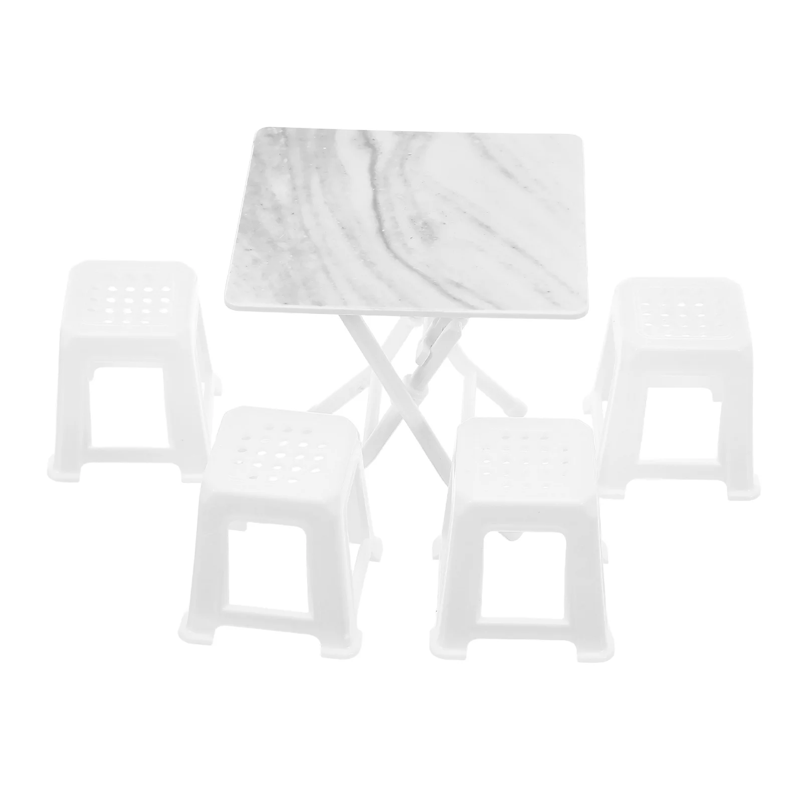 1Set Miniatur-Tisch-Stühle-Set, leicht, kompaktes Design für Reisen, Puppenhaus-Dekoration, Puppenhaus-Miniaturmöbel