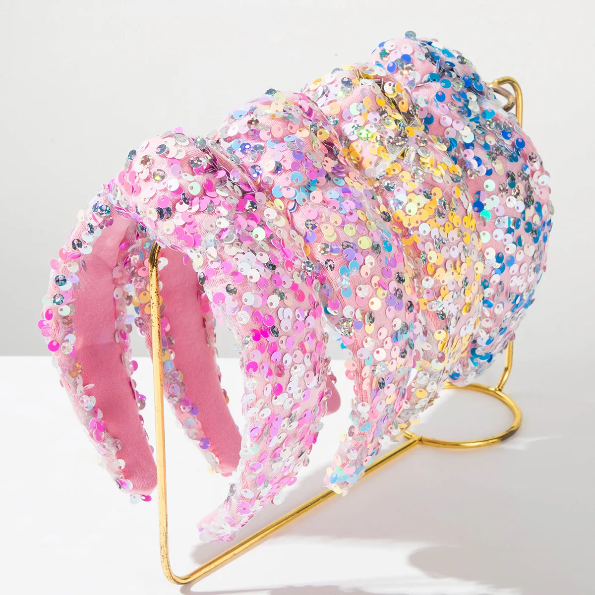 Women Sparkly Sequin Padded Headband, Colorful Glitter Wide Hair Hoop, Festival Party Bling Statement Hair Accessories