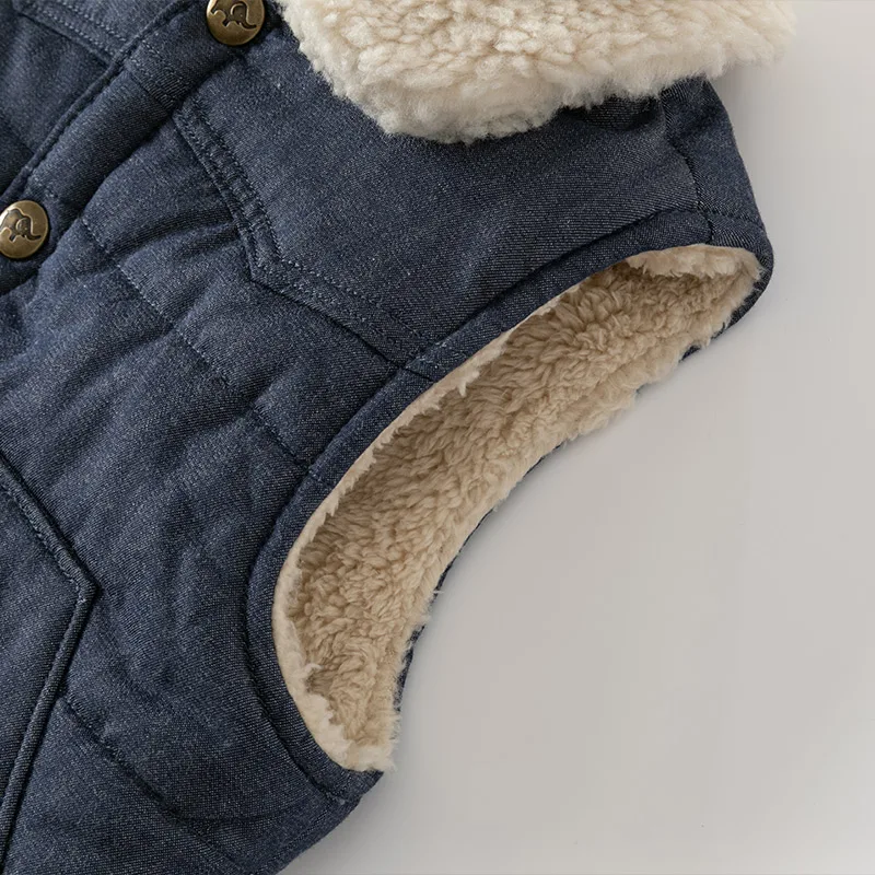 Dave Bella Autumn Winter New Boys Girls Sleeveless Vest Jacket Dark Blue Coat Kids Warm Vest Outwear Clothes DB4243855