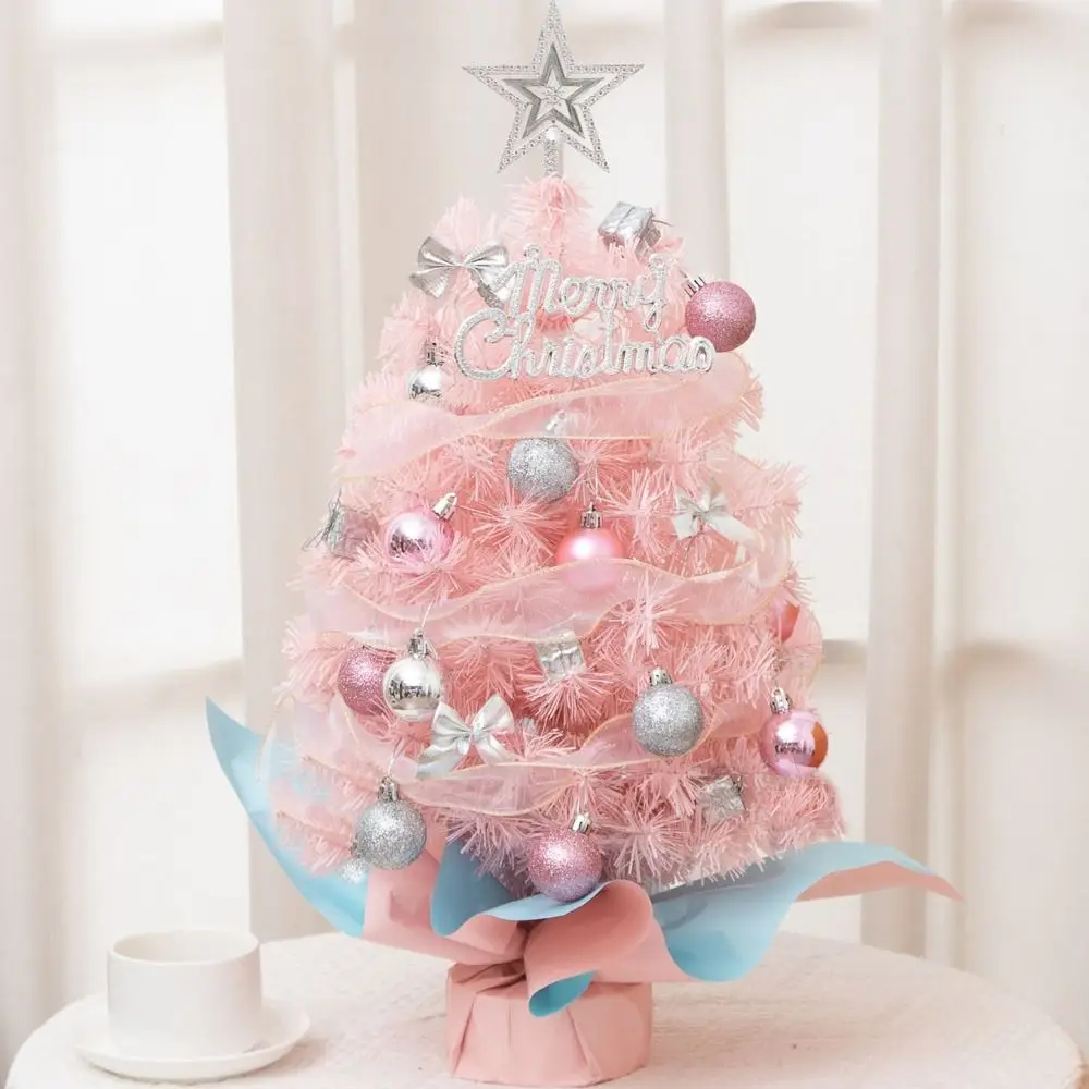 

Crafts Artificial Mini Christmas Tree Colorful with Lights Tree Desktop Ornaments with Star Christmas Tree Model New Year