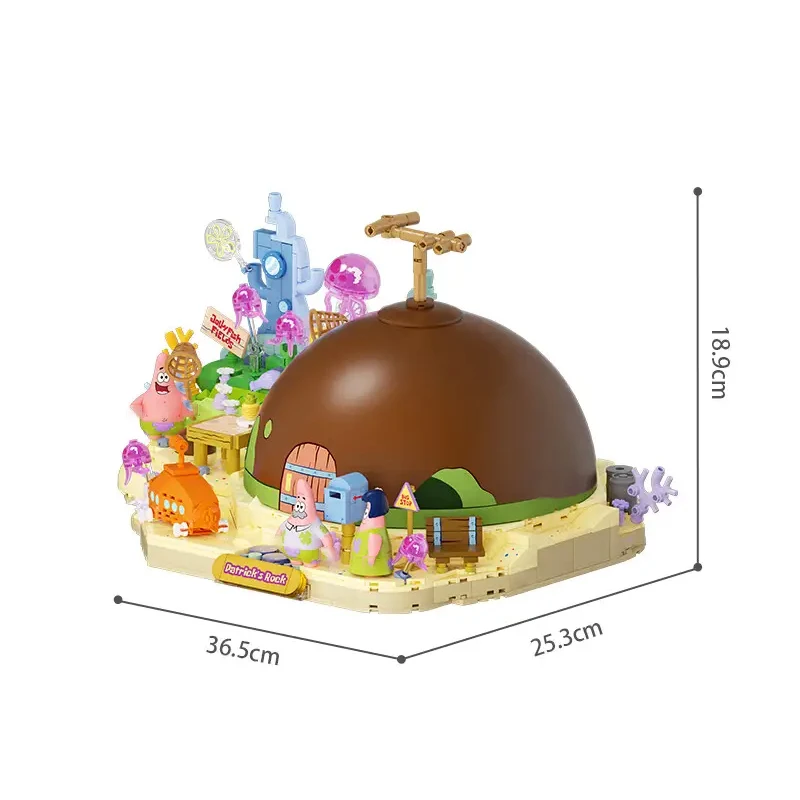 سبونجبوب منزل المباني كتل مع 4 أرقام روك الإضاءة منزل وحدات بناء مجموعات للبنين أطفال هدية الكريسماس 1300 قطعة #5