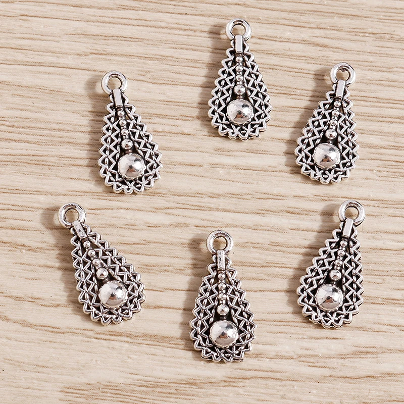 Tusember 50 Stück hohle, wassertropfenförmige Anhänger aus Legierung für handgefertigte Halsketten, Ohrringe, Damenschmuck, Accessoires – Detail 6