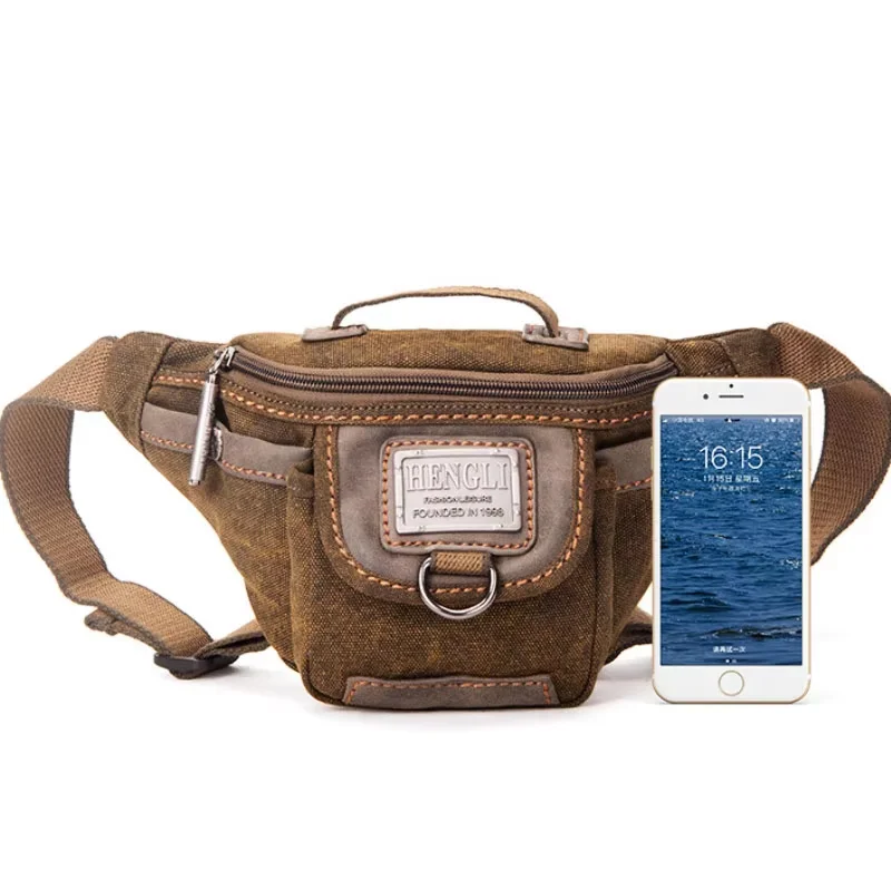 Ruil Chest Bag Canvas Waist Bag Women Men's Belt Bag Fashion Bag Travel Purse Bag for Phone Pouch Pocket Hip Bag Waist Pack Male
