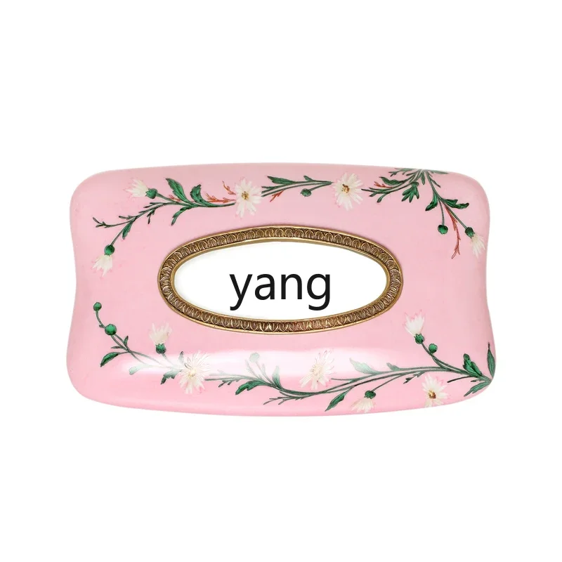 

lmm Flower and Bird Painted Ceramic Decoration Paper Extraction Box Living Room Home Tissue Box