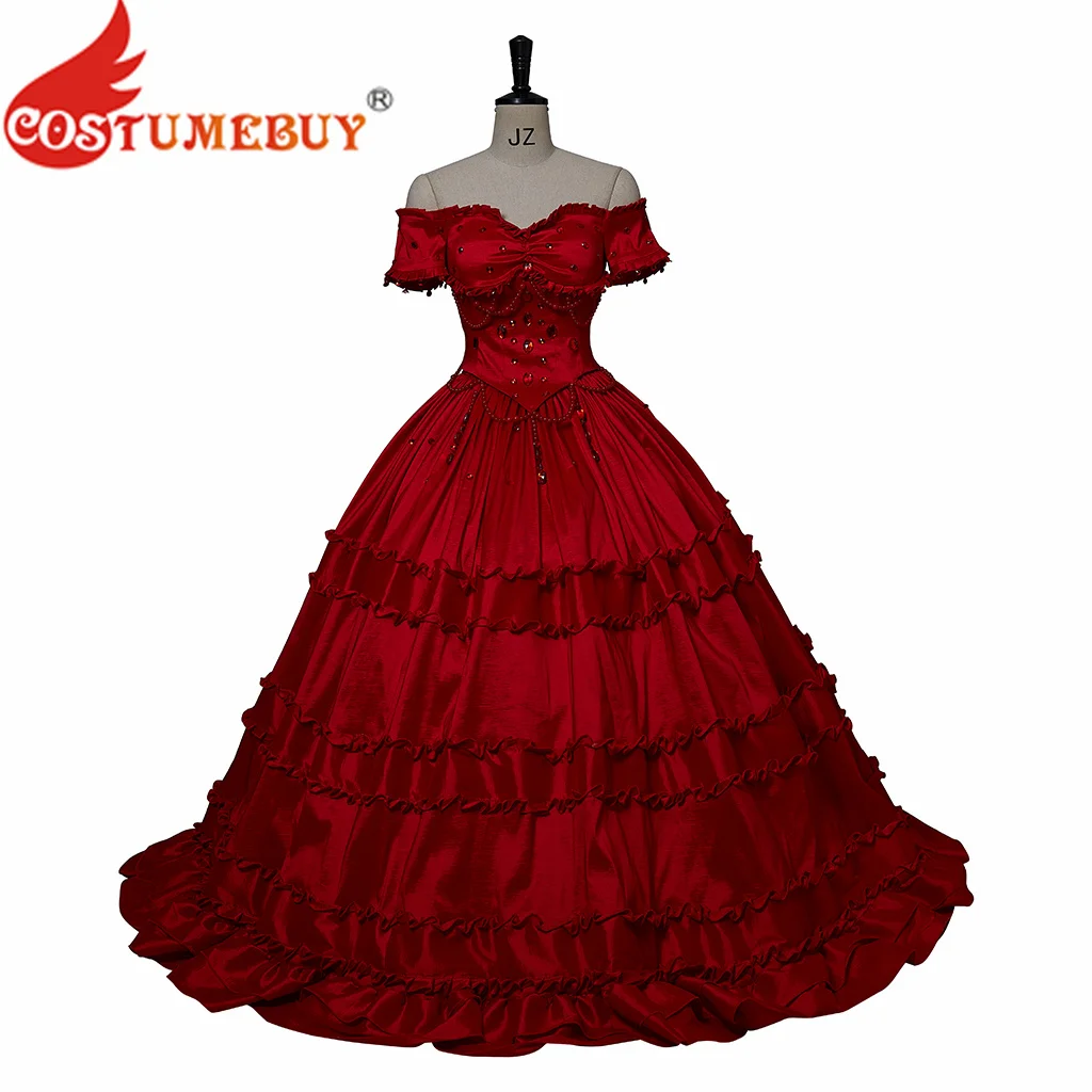 Medieval Renaissance Off-shoulder Red Wedding Dress Victorian Ball Gown Women's Retro Gothic Red Prom Party Dress