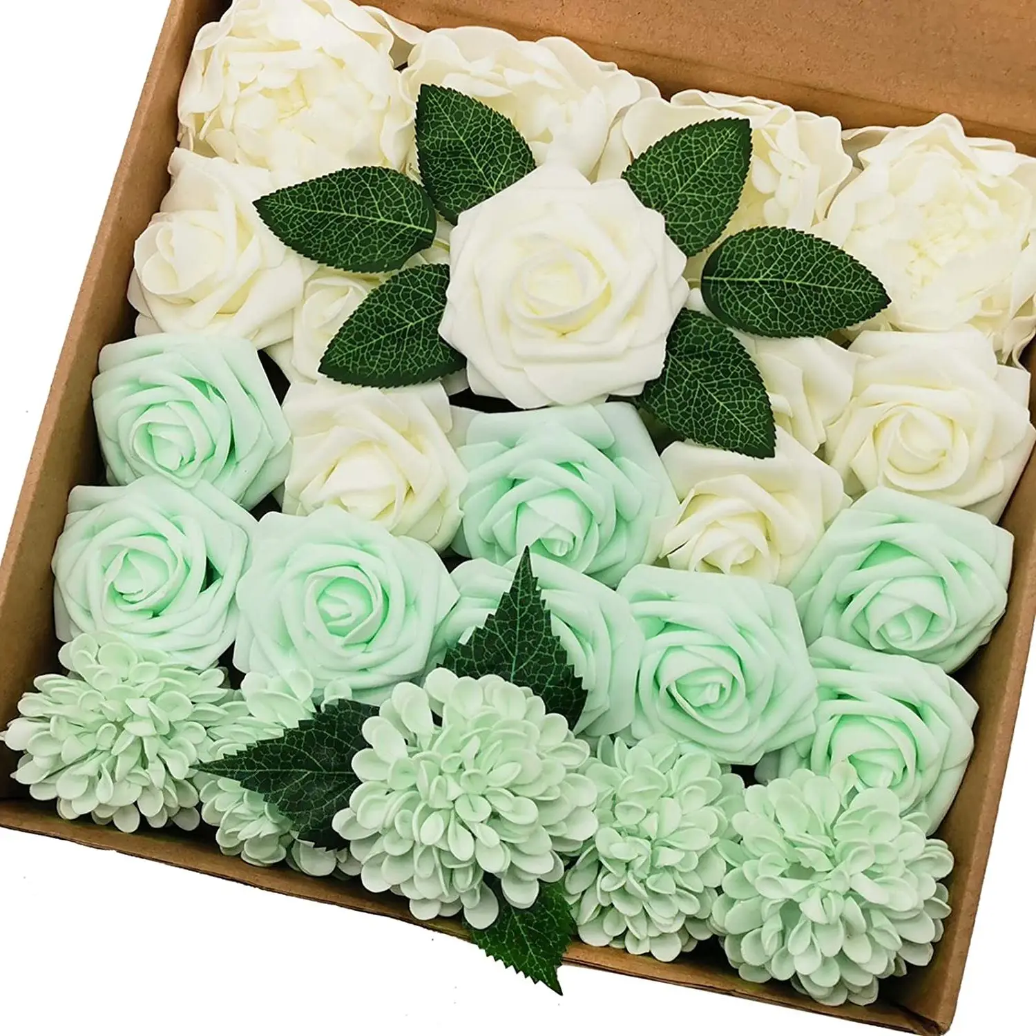 

Mefier Home Artificial Flowers Combo Delicate Mint Green Mixed Flowers with Stem for DIY Wedding Bouquets Party Home Decoratios