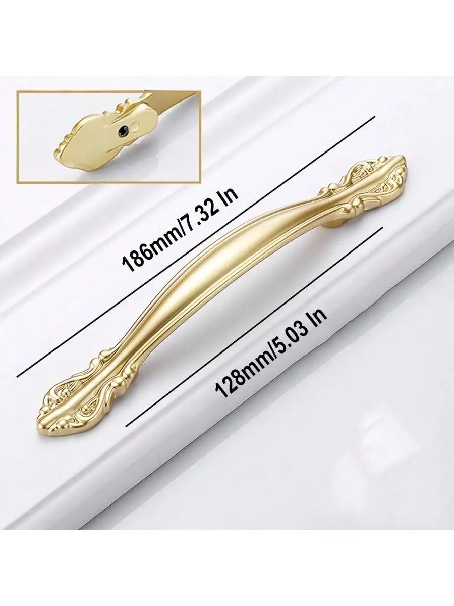10 Pieces of Brushed Golden Cabinet Handles - Modern and Elegant Kitchen Drawer and Wardrobe Door Knobs - Metal, Multiple Compon
