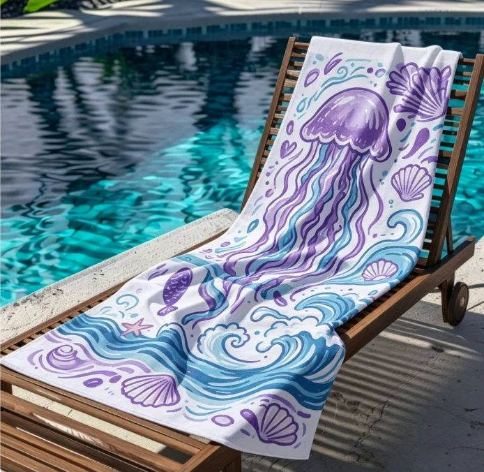 Ocean Turtle Print Beach Towel, Soft Microfiber Quick Dry Absorbent Towel for Beach Pool Camping Travel Outdoor Activities
