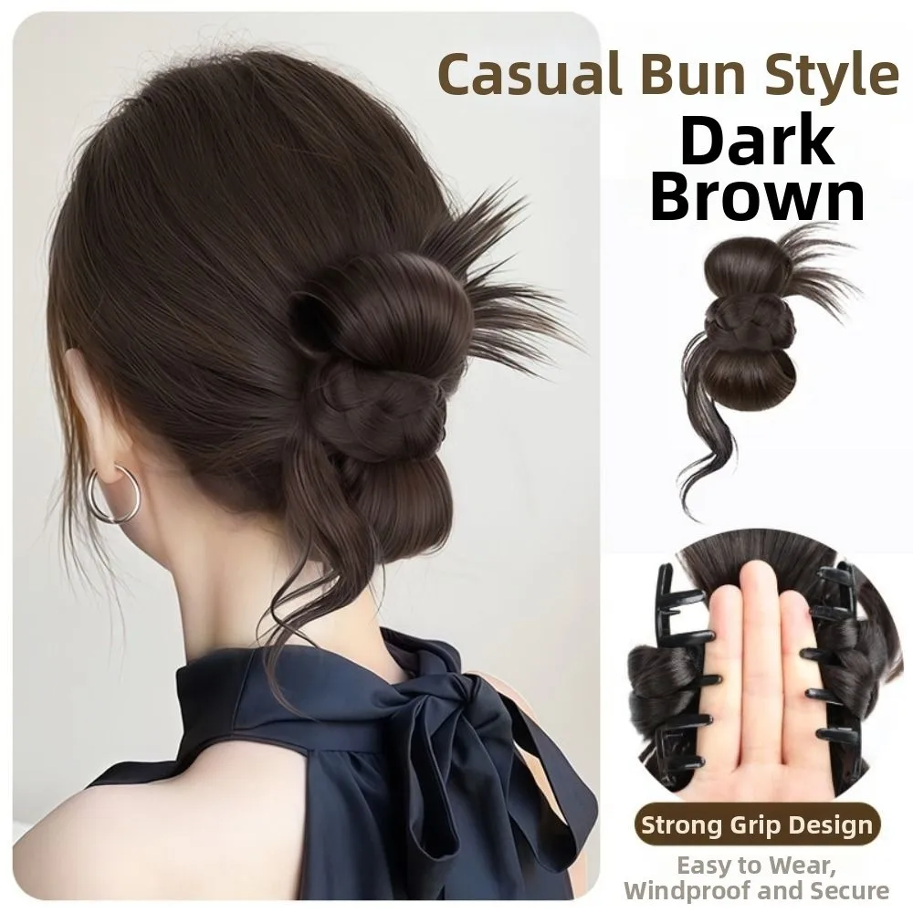 

New Strong Grip Wig Hair Clip Hair Extensions Dark Brown Color Hair Bun Extensions Hair Bun Hair Wig Wig Hair Claw Clip Party