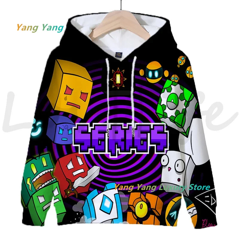 3D Print Hoodies Cartoon Game Sweatshirts Tops Christmas Kids Geometry Dash Children Long Sleeve Pullovers Coat Sudadera Gifts