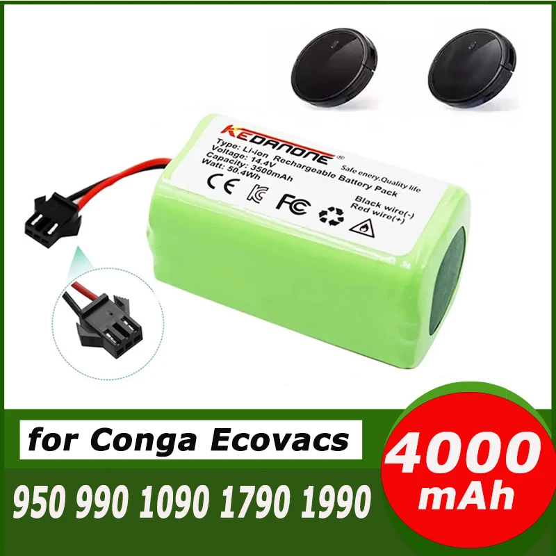 

14.4V 2600mAh-4000mAh Li-ion Battery for Conga Excellence 950 990 1090 1790 1990 Deebot N79S N79 DN622 Eufy Robovac 11S 12 X500