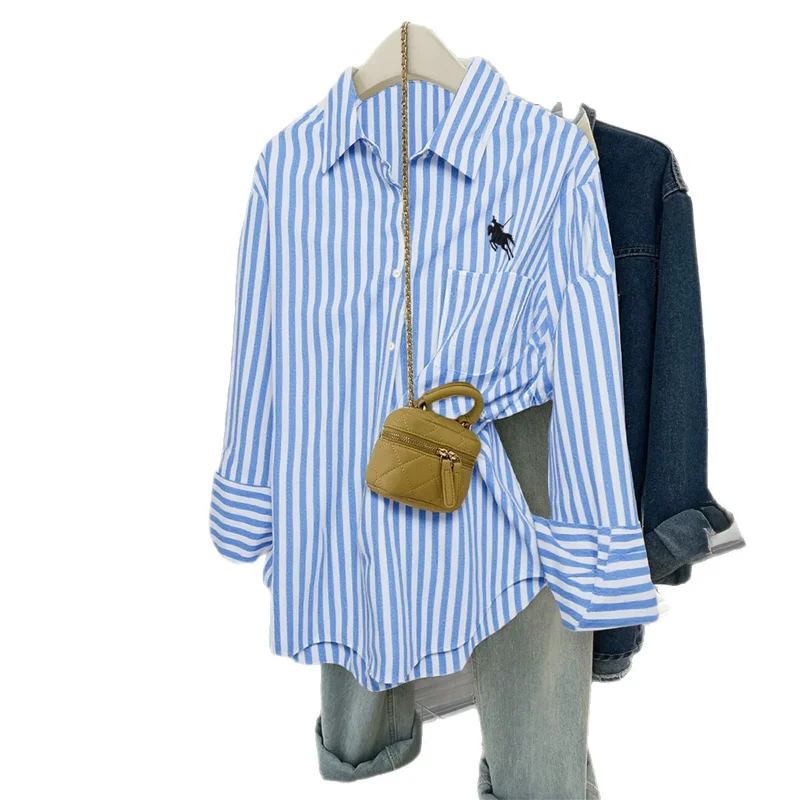 

New Holiday Solid Color Long Sleeve Button Up Shirt Women Fashion