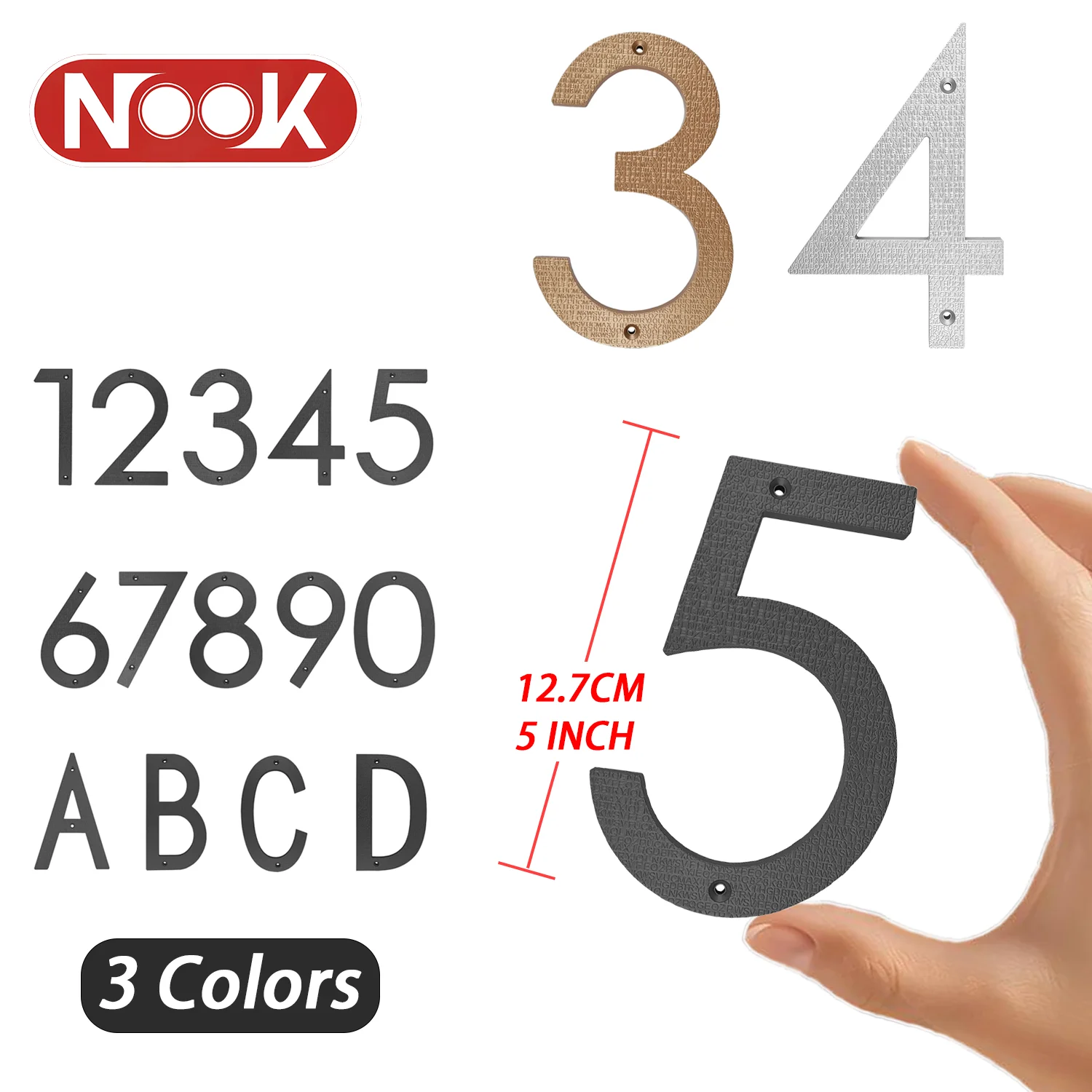 

127mm 5 Inch ABS Relief House Number #0-9 Letters Floating Numbers Address Sign Modern Door Plates Home Yard Outdoor Numeros