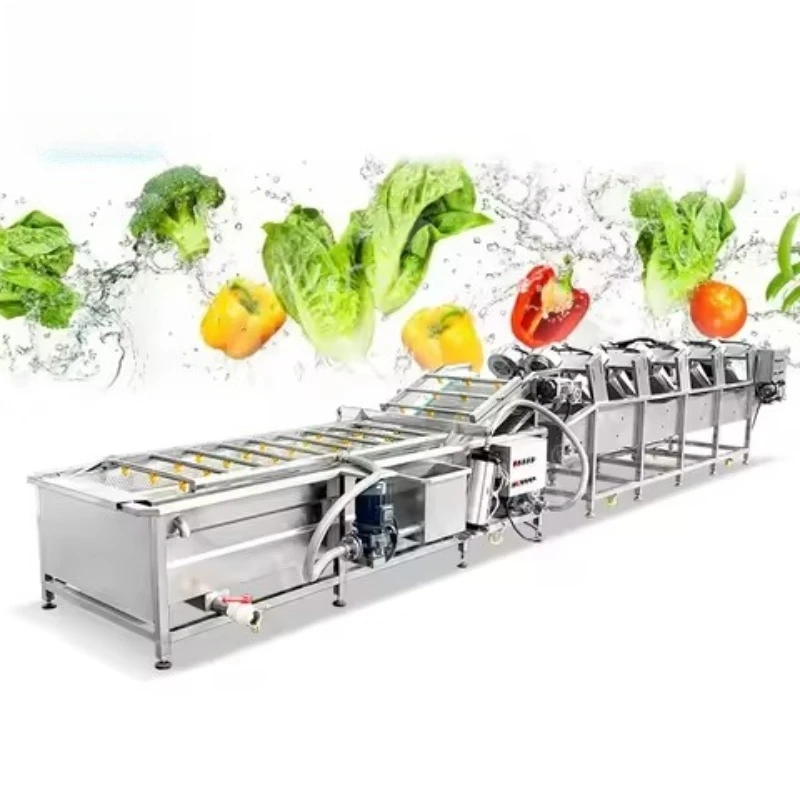 Factory Vegetable Long Beans Cleaning Cutting Line Bubble Washing Air Drying Cutting Machine High-Efficiency Food Processing