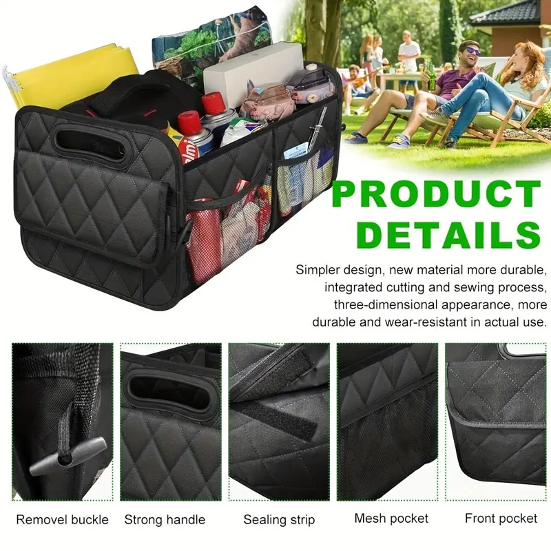 صندوق قماش أكسفورد ذو مربعات جديدة صندوق تخزين صندوق السيارة مع صندوق تخزين فرز العناصر القابلة للطي المحمولة