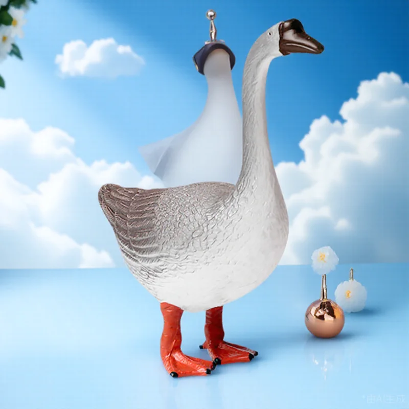 Lifelike Premium Plastic Goose Statue Adorable Realistic Animal Decoration for Home Living Room Bedroom Desktop Tabletop Indoor