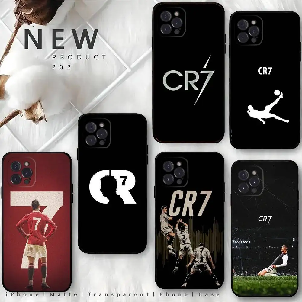 

Football C-CR7 R-RonaldoS-S Phone Case For iPhone 16,15,14,13,12 Mini 11 Pro XR,X,XS,MAX 7,8 Plus Silicone Cover Soft Black