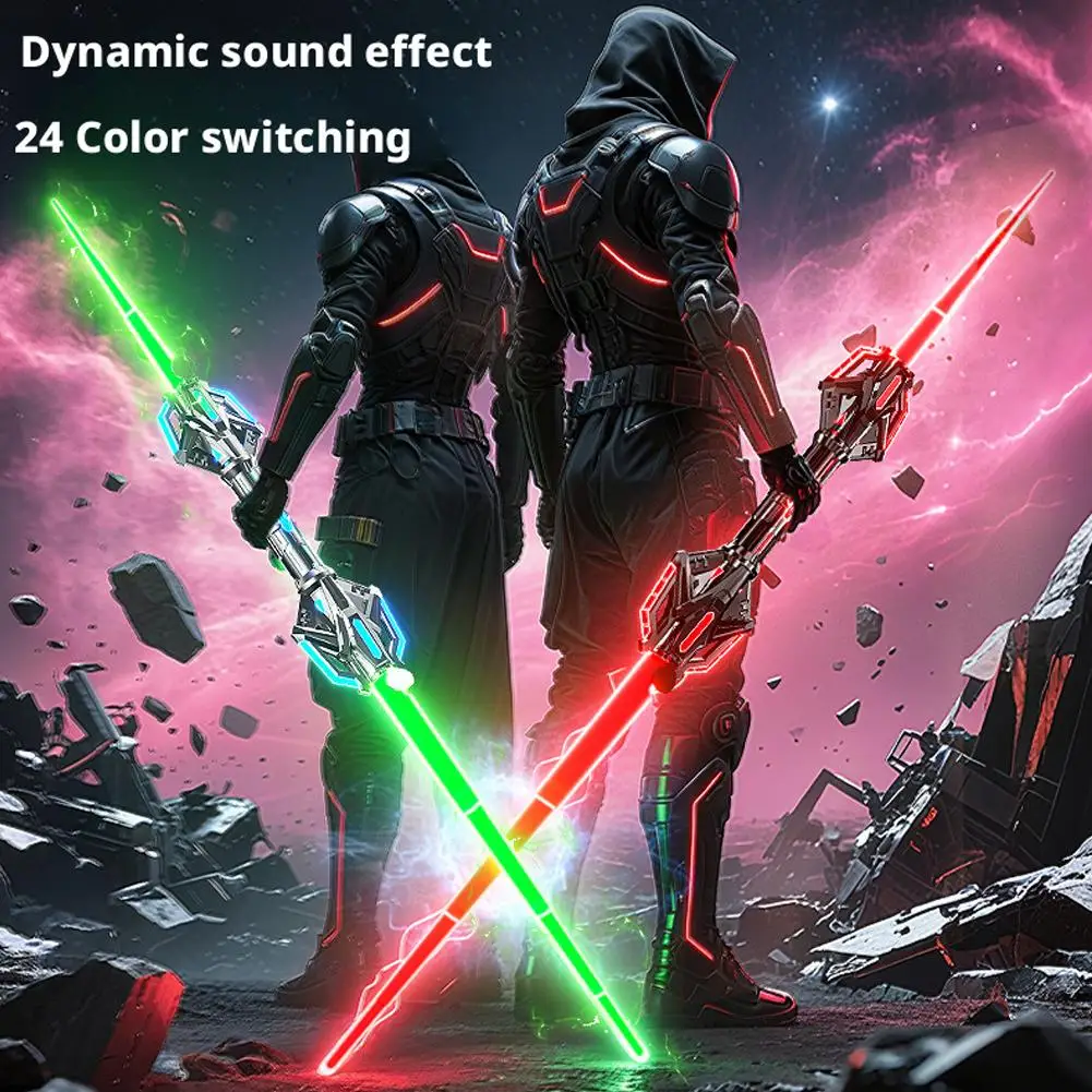 Sabre de luz multi-cor expansão bidirecional iluminar sabre para crianças tipo c cabo de carregamento espadas de luz expansíveis brinquedo brilhante