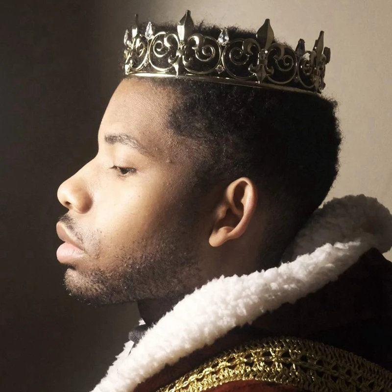 男性のための4xロイヤルキングクラウン-金属製クラウンアンドティアラ、フルラウンドバースデーパーティーハット (シルバー)