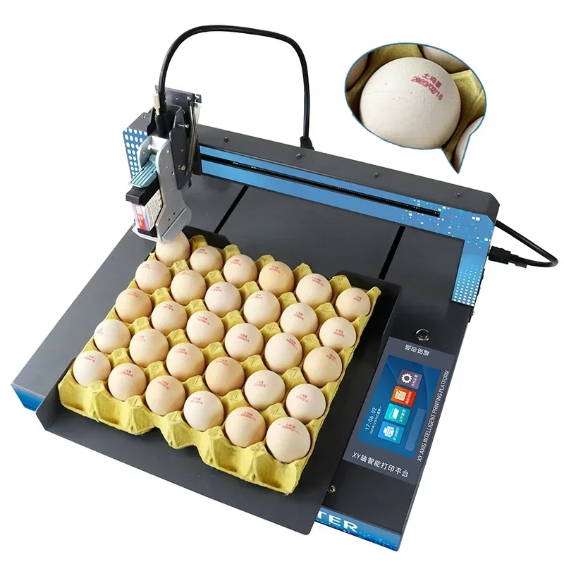 Automatic Egg Printer Eggs Tray Inkjet Printing Machine Batch Code Date Logo Hen Duck Pigeon Eggs Marking Stamping Equipment