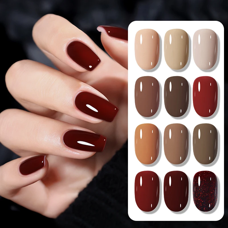 UR SUGAR Brown Gel Nail Polish 7ml Oatmeal Light Pink Translucent Color UV Cure Gel Varnish Nail Art DIY At Home Fall