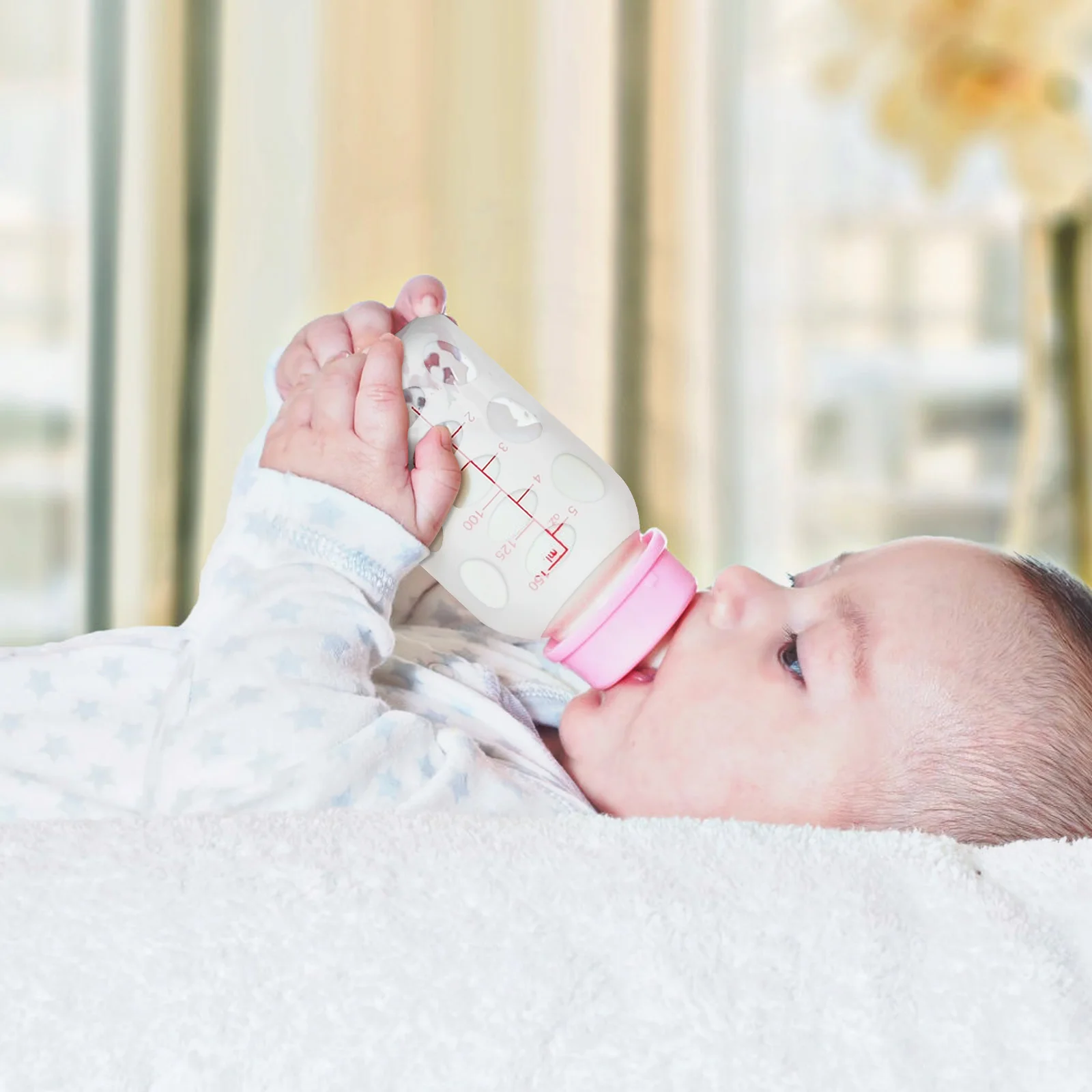

4pcs Silicone Baby Bottle Cover Shockproof Anti Feeding Protector Toddler Glass Sleeves Gel Bottle Cap