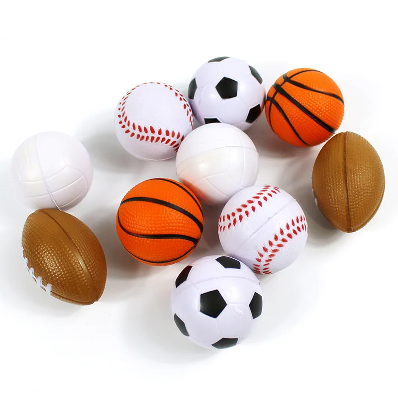 12pcs/lot 4cm Baby Soft Foam Toy Basketball Football Rugby Baseball Anti Stress Squeeze Balls PU Sponge Toys For Kids Children