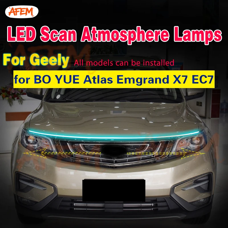 1pcs Universal Flexible LED Strip DRL Daytime Running Strip Light Headlight Scan Starting For Geely BO YUE Atlas Emgrand X7 EC7