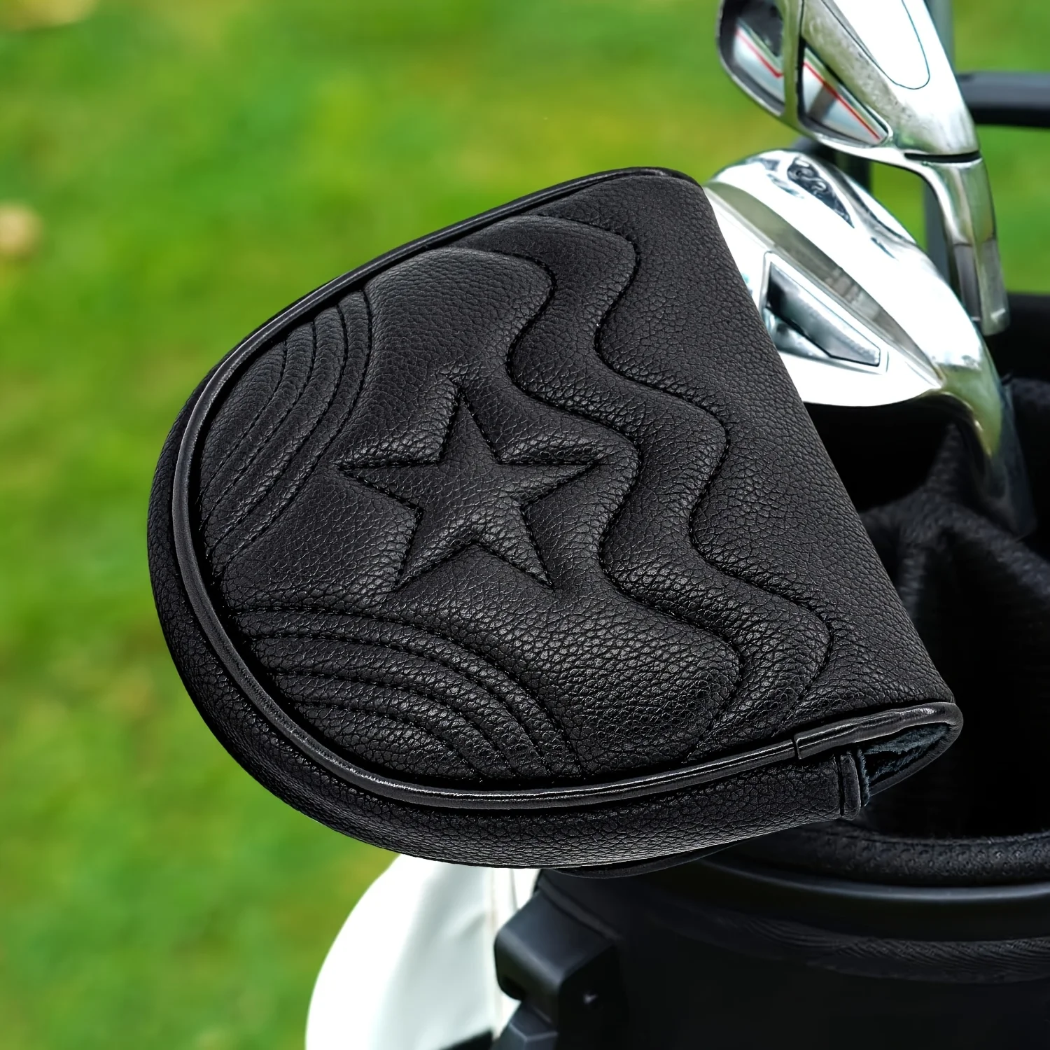 1pc 1pcs Solid Color Golf Mallet Putter Cover with High-End Embroidery - PU Semi-Circular Head Suitable for Most Brands