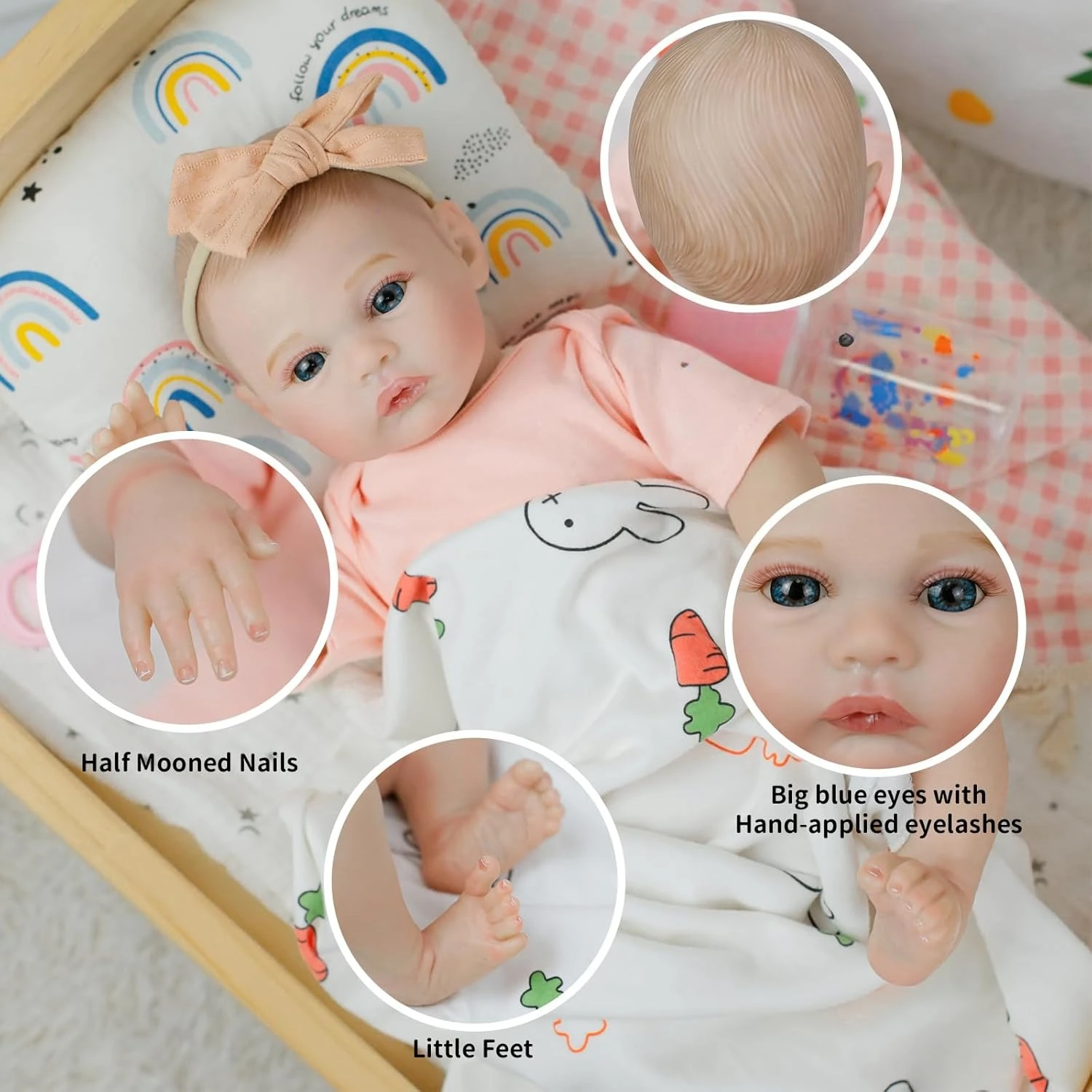 

Куклы Reborn Baby 18-дюймовые настоящие реалистичные куклы для новорожденных девочек, мягкое тело, луг, ручная роспись, 3D кожа с видимыми венами