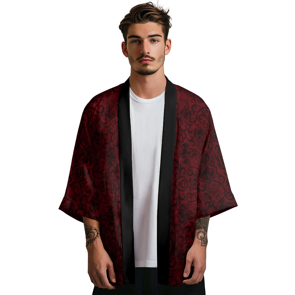 Summer Kimono Men Hawaiian Shirt Beach Cardigan Samurai Kimono Fashion Women Yukata Japanese Clothes Bathrobes Trendy Haori