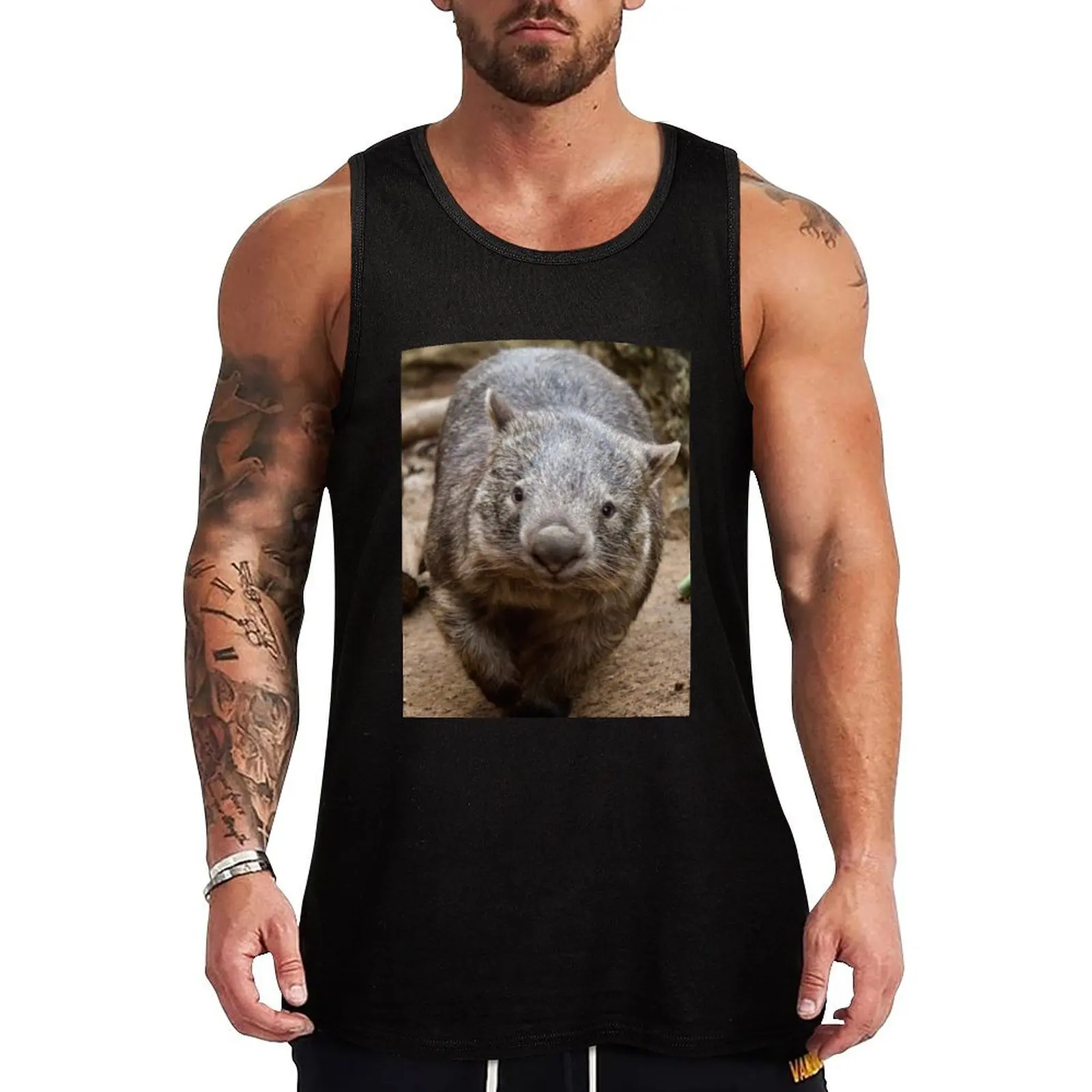 

Wombat approaching Tank Top Men's t shirt Body man gym t-shirts bodybuilding for men