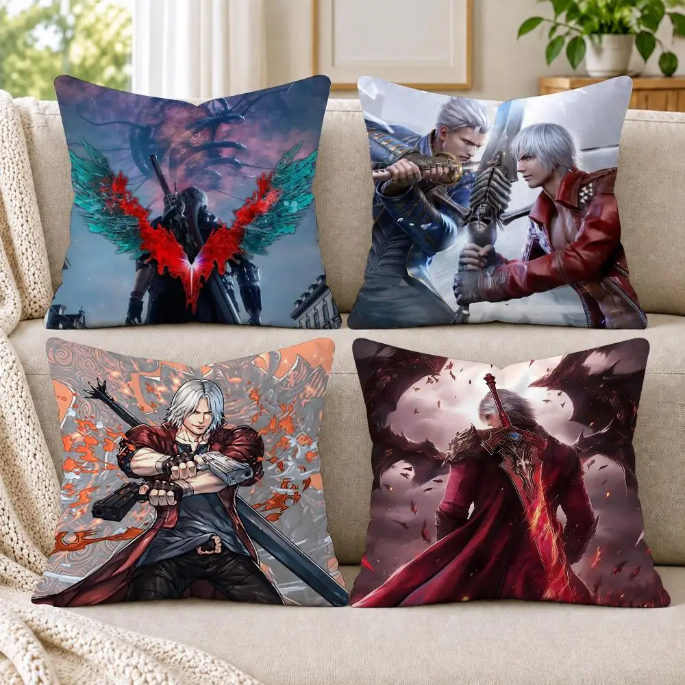 D-Devil May C-Cry Cushion Cover Short Plush Double-Sided Printing Sofa Bedroom Pillow Case Aesthetic Home Decor