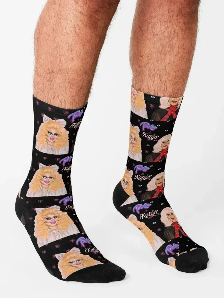 Trixie and Katya Digital Painting Socks cute Stockings man soccer anti-slip Stockings compression Men's Socks Luxury Women's