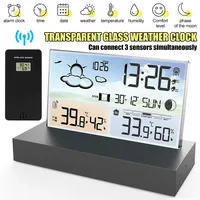 Digital Alarm Clocks Multifunctional Wireless Weather Station Forecaster Indoor Outdoor Thermometer Hygrometer with Sensor