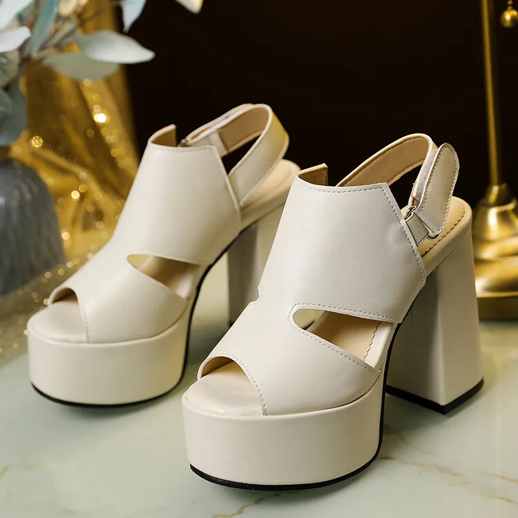 Oversize Large size Big Size Waterproof platform sandals thick heels high heels sandals women shoes woman summer ladies