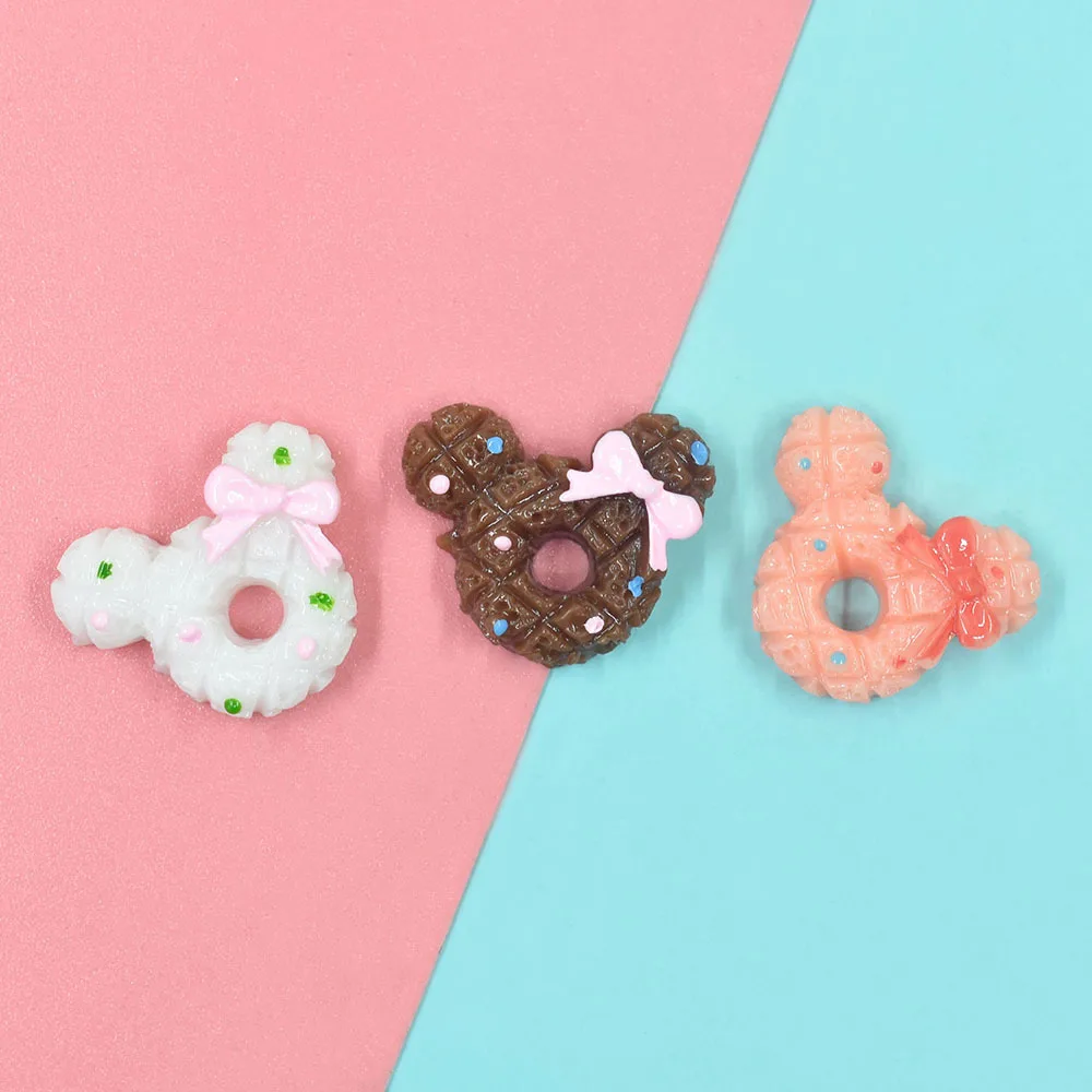 10pcs Resin Cartoon Donut Crafts Accessories,Kawaii Cabochons,Mini Figurine,Flatback Embellishments,Scrapbooking Materials,DIY