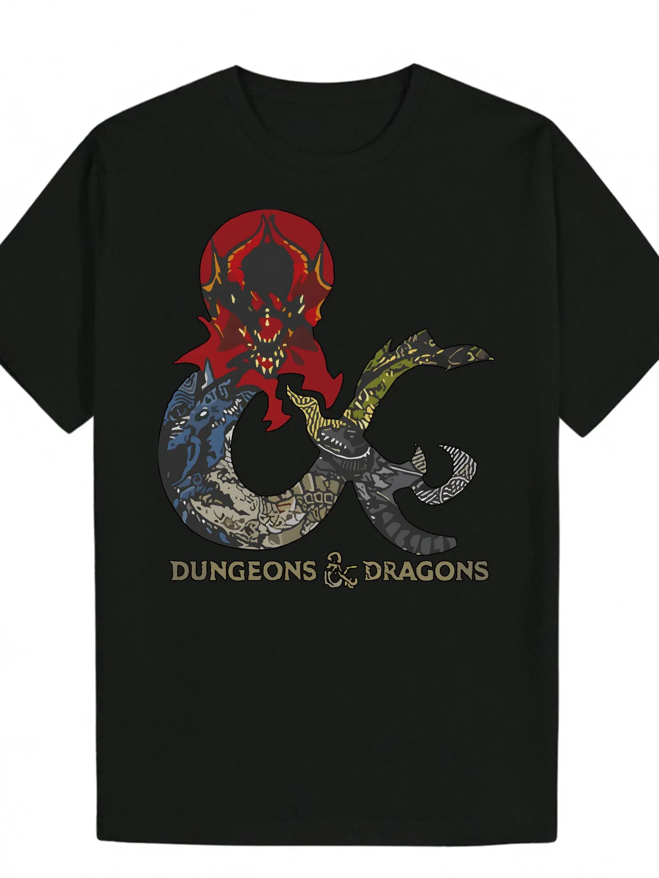 

Men's Asian-Inspired Blue & Black Dragon Print T-Shirt