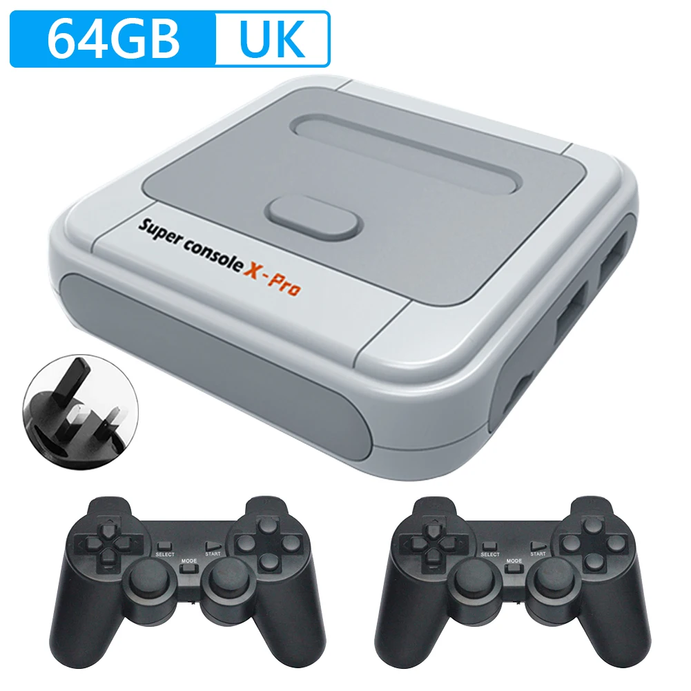 Super consola X Pro Game Box 70 + emuladores consola de juegos portátil compatible con HD/AV LAN/WiFi controladores inalámbricos duales hasta 5 jugadores