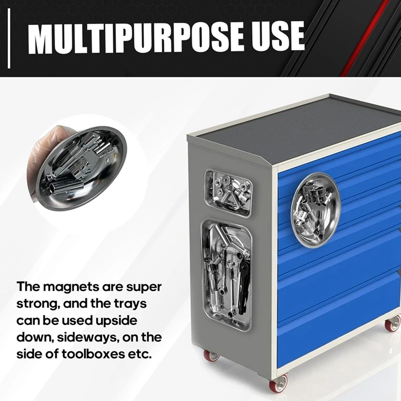 A74E-3-częściowy uchwyt na tacę magnetyczną, zestaw magnetycznych tac na części, zagęszczona taca, stal nierdzewna, tace na narzędzia do śrub, śrub, nakrętek