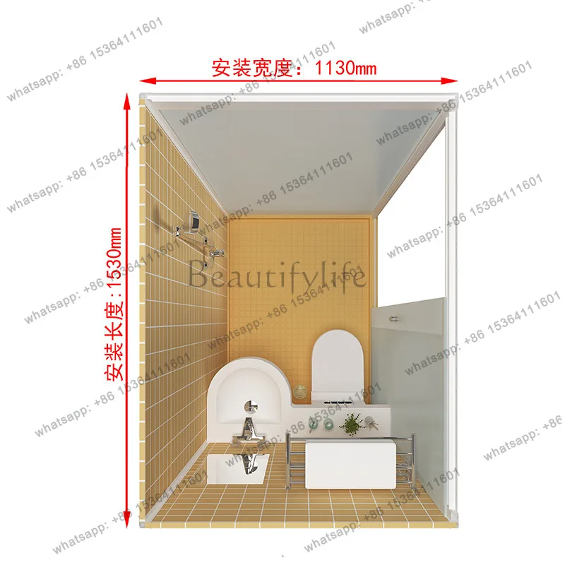 Integral bathroom Simple bathroom Bath bathroom Tempered glass  Partition bath room Shower room