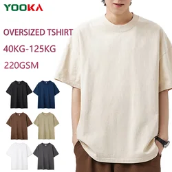 T Shirt for Men Summer 100% Cotton Round Neck Tops Solid Colors Blank T-shirts Men Casual Short Sleeves Clothing Plus Size 4XL