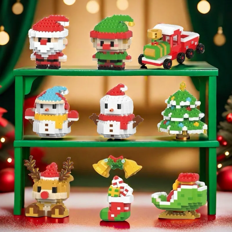 هدايا عيد الميلاد مايكرو بنة سلسلة سانتا كلوز الرنة لغز تجميع الطوب الجدول الديكور لعب الاطفال #5