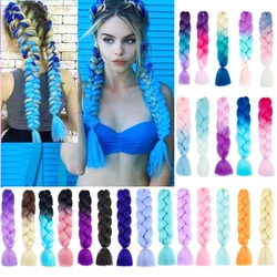 Dream Like 24 pollici Jumbo Braid Hair sintetico Ombre Pre allungato intrecciare l'estensione dei capelli per le donne rosa viola giallo all'ingrosso