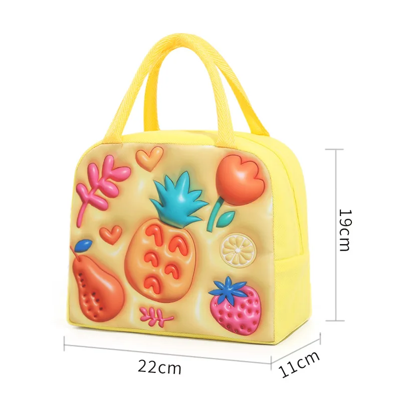 3D Cartoon Children\'s Lunch Bag Thermal Insulation Aluminum Foil Thick Waterproof Oxford Cloth Bento Bag Portable Tote Lunch Box