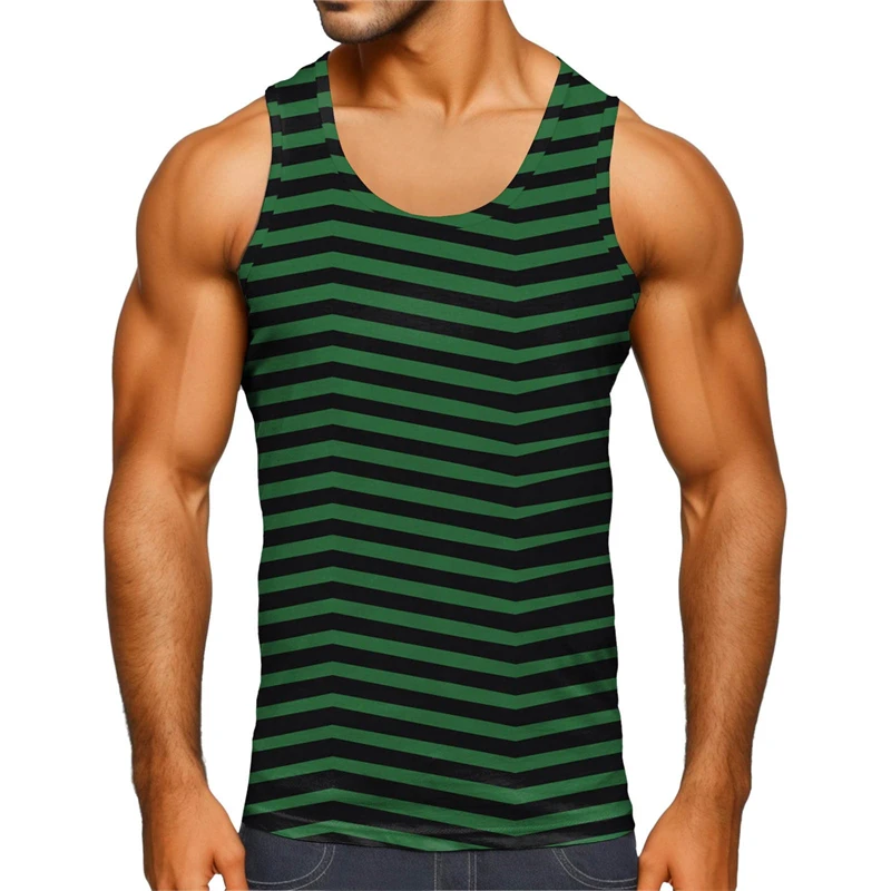 Colorful Stripes 3d Print Tank Top Men Loose Gym Fitness T-Shirt Summer Street Sports Sleeveless Tees Tops Kids Quick Dry Vest