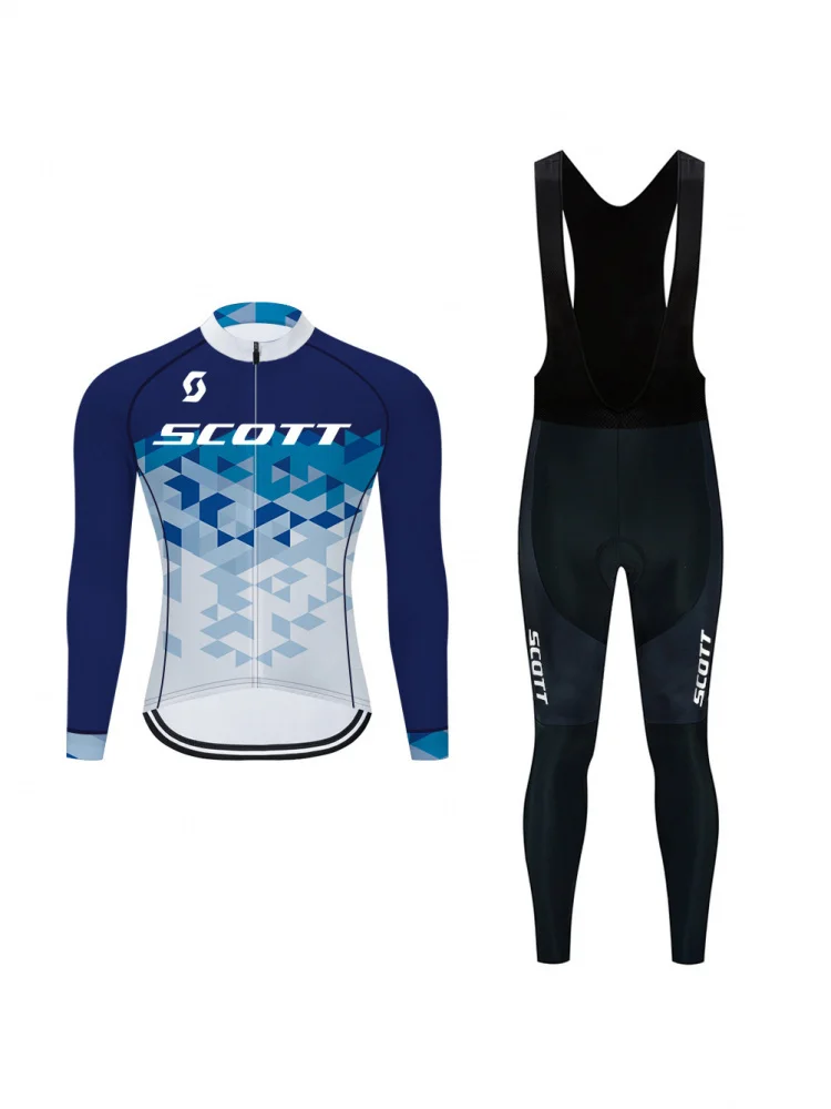 AliExpress Cross-Border Exclusive Autumn Winter SCOTT Cycling Jersey Long Sleeve Bib Set Mountain Bike Road Bike Amazon Bestseller
