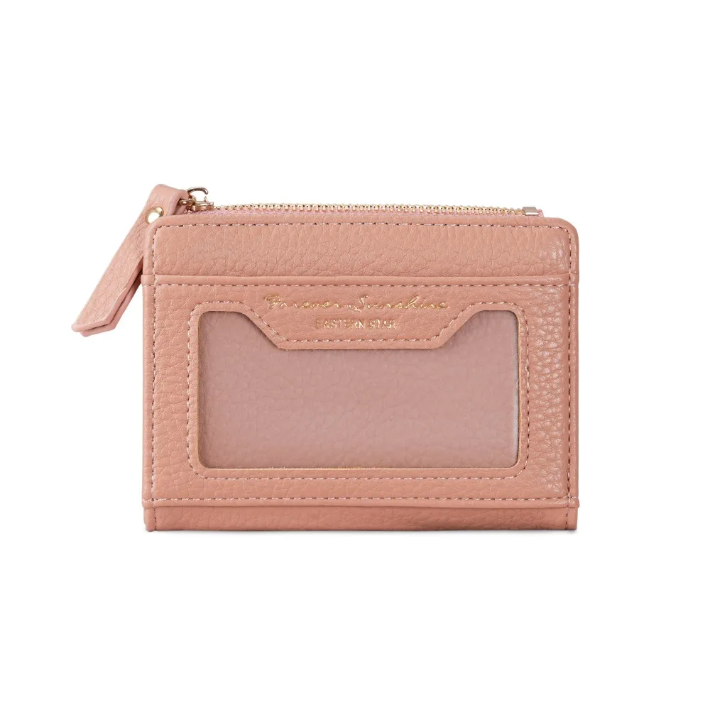 Trendy Multicolor Short Wallet Pu Leather Zipper Closure Ita Bag Wallet Multi Card Position Compact Size Card Bag For Ladies