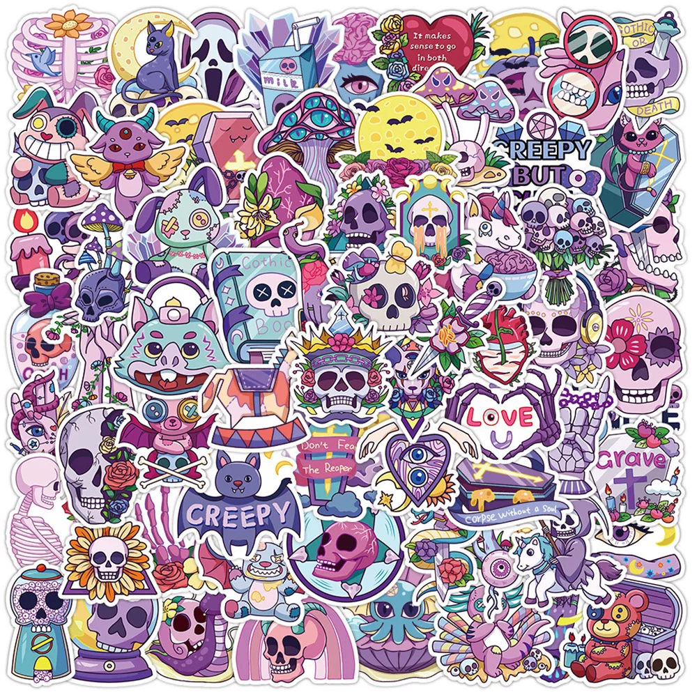 10/30/50pcs Cute Skull Demon Gothic Cartoon Stickers per bambini Toy Skateboard Laptop Scrapbook impermeabile Graffiti Sticker Decal