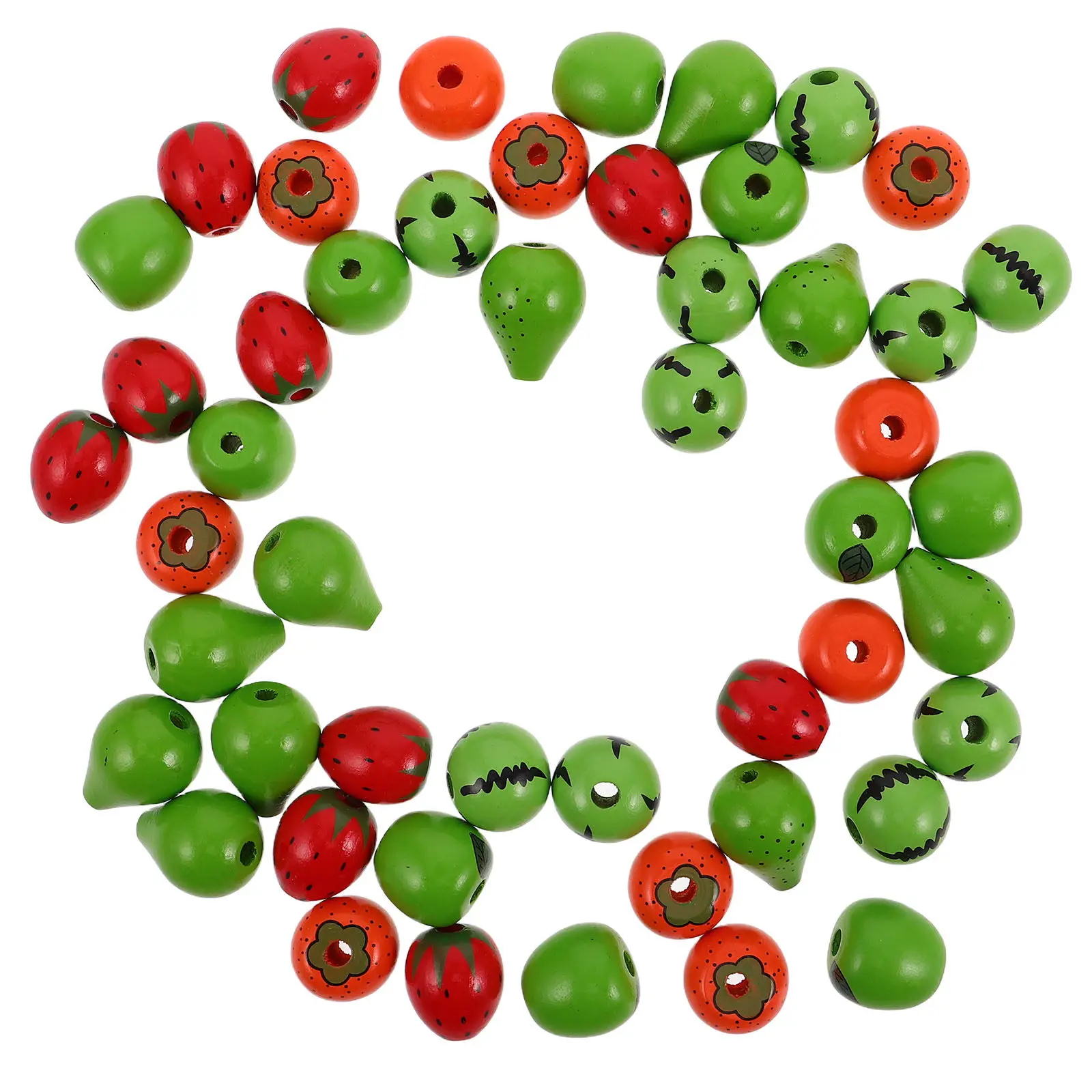 

50Pcs Fruit Spacer Beads Wooden DIY Craft Necklace Bracelet Earring Accessories Safe Material for Handcraft Projects